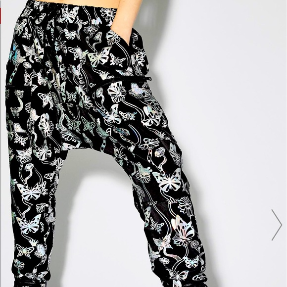 Holographic chrome butterfly joggers / pants - Picture 2 of 2